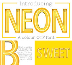 霓虹灯英文彩色SVG字体：Neon - OTF colour font